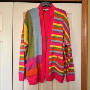 DAVI & DANI Colorful Striped Cardigan